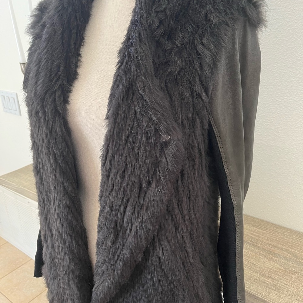 June Rabbit Fur & Leather Jacket - Picture 2 of 8
